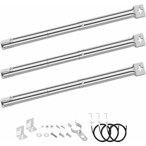 GFTIME 31 à 45 cm Universal réglable Tube de brûleur Accessoires pour FirePlus, Fire Mountain, Char-Broil, CosmoGrill, Campingaz, Blooma, Brinkmann, Acier Inoxydable Tube Brûleur Pièce de Rechange, 3 en Pack
