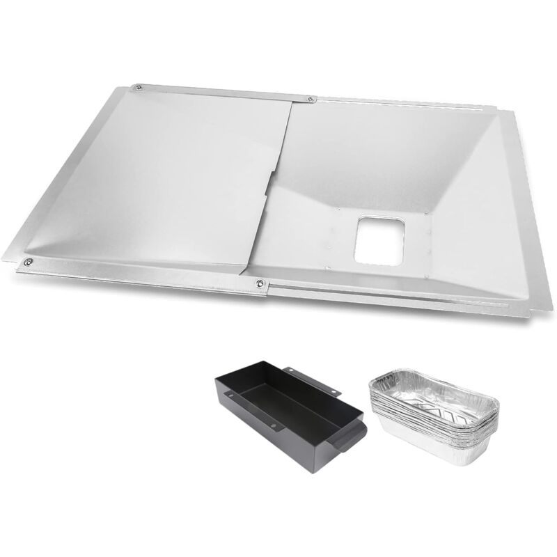 38-65 cm Universel Réglable Bac à graisse en acier inoxydable avec bac de récupération, pièce détachée pour barbecue à gaz 2/3/4 brûleurs de