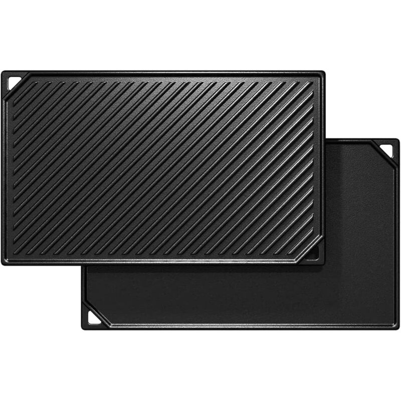 41,8 x 24 cm Plaque de cuisson réversible en fonte pour four, cuisinière et gril ou camp, grille de cuisson et plaque de cuisson 2 en 1, 1 Pièce