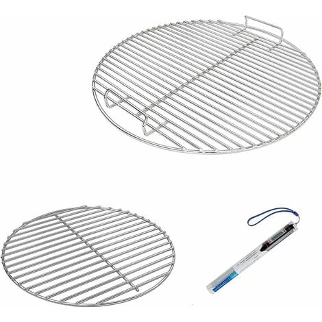 GFTIME 7432 Grille de Cuisson et 7440 Grille à Charbon pour Grils à Charbon Weber Ø 47 cm, Weber One-Touch, Bar-B-Kettle, Smokey Mountain Cooker Smoker, Jumbo Joe, Original Kettle, avec 1 Thermomètre