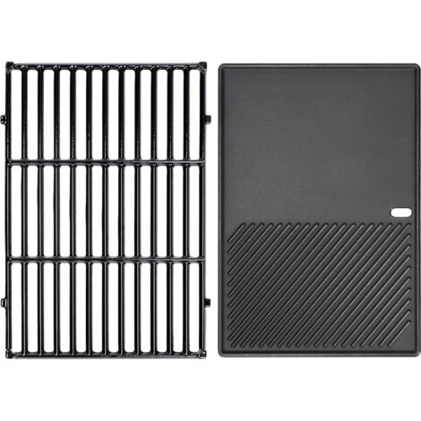 GFTIME 7638 44,5 cm Set de Grille de Cuisson et Plaque de Cuisson en fonte pour Weber Spirit 300 E/S/SP 310 320 330, pièces de rechange pour Weber Spirit 300 Series grille de barbecue, Lot de 2