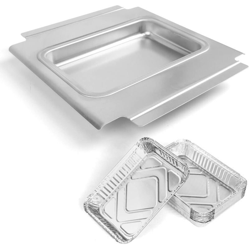 Gftime - 80580 Bac d'égouttement pour barbecue Weber Q200 Q300 Q220 Q240 Q2000 Q2200 Q320, bac de récupération avec 15 inserts en aluminium, bac