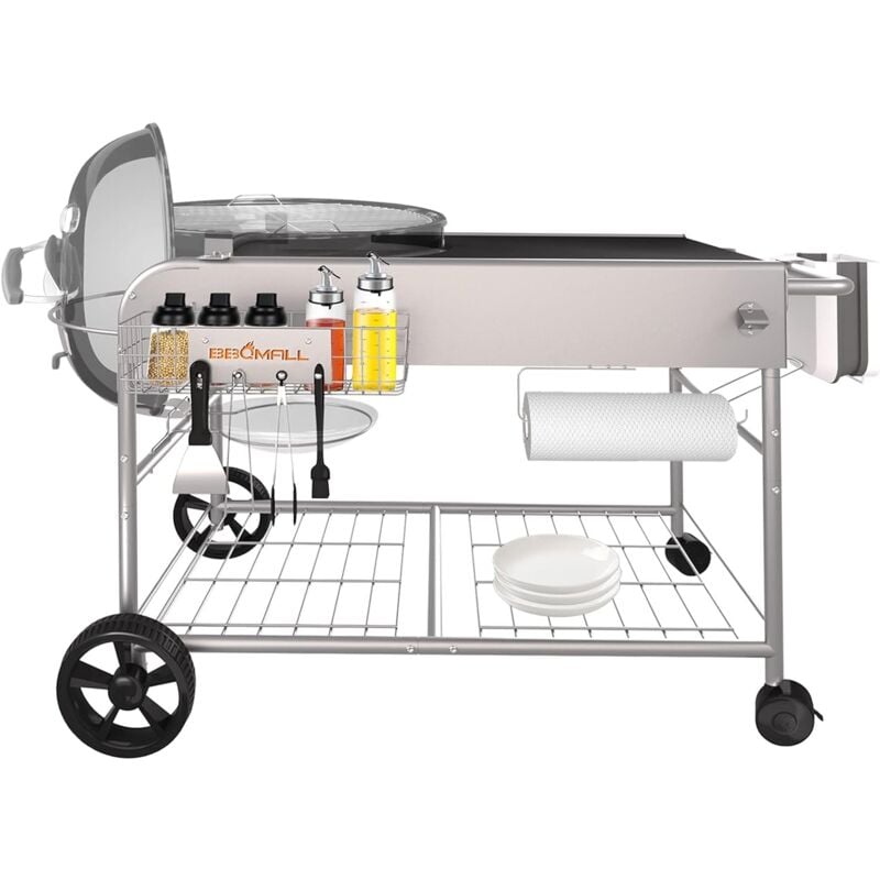 Gftime - Chariot support de barbecue en acier inoxydable pour Weber 47cm, 57cm Original Kettle, Premium, Master Touch, Jumbo Joe, Performer Barbecue