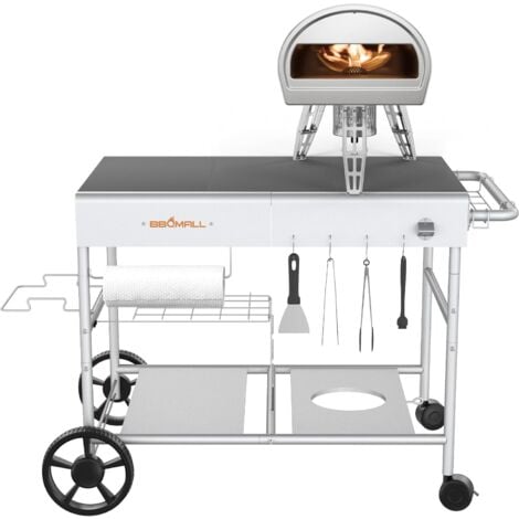 GFTIME Pizzaofen-Tischwagen für Ooni Koda/Karu/Fyra 16 & 12,Mobiler Küchenwagen 2024 Upgraded Widen Rolling, Outdoor-Grillhalterung für Ninja Woodfire, Blackstone