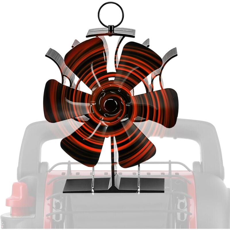 Ventilateur de poêle 6 lames, Ventilateur de cheminée pour poêle à bois, Ventilateur de cheminée sans électricité , Ventilateur alimentées par la