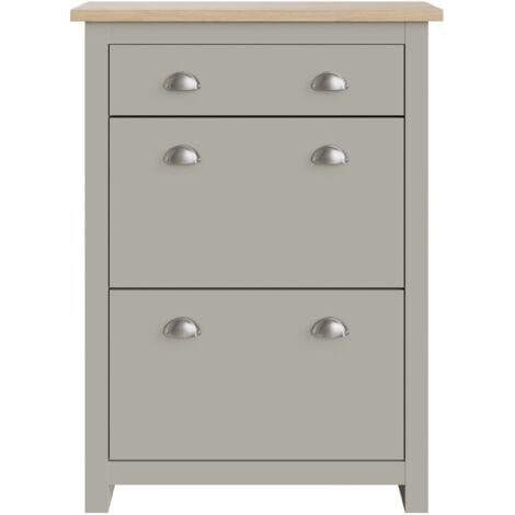GFW Lancaster 2 Door 1 Drawer Shoe Cabinet Grey