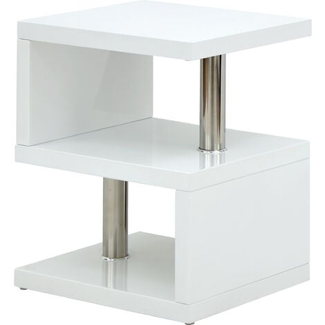 GFW Polar High Gloss LED Side Table White
