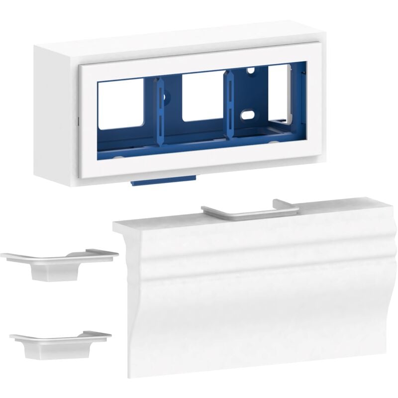 GGK - Boîtier adaptateur blanc pour appareillage triple 45 x 45 compatible avec pour plinthe électrique 4D, goulottes 12 x 22 et 15 x 30