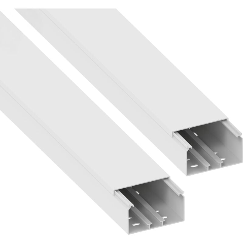 Lot de 2 goulottes électriques préperforées blanches 60 x 110 - Longueur 2 x 1,25m - GGK