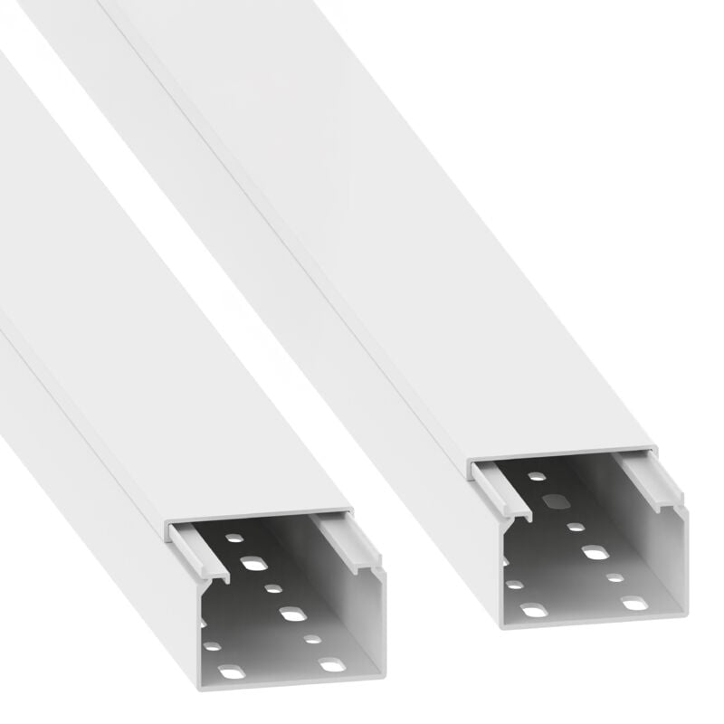GGK - Lot de 2 goulottes électriques préperforées blanche 40 x 60 - Longueur 2 x 1,25m