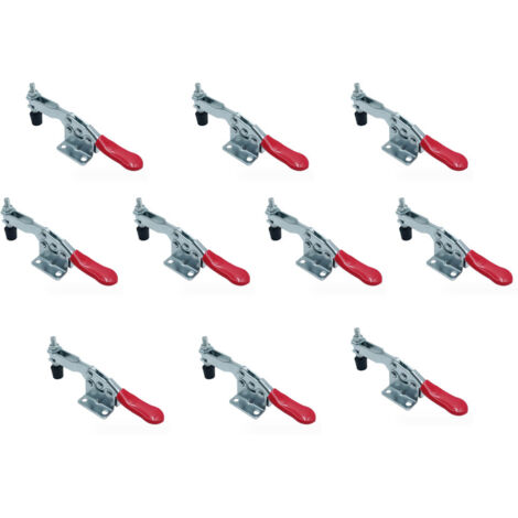 GH-201-B Lot de 10 serre-joints à genouillère pour charpentier, capacité de charge de 90 kg, dégagement rapide horizontal réglable