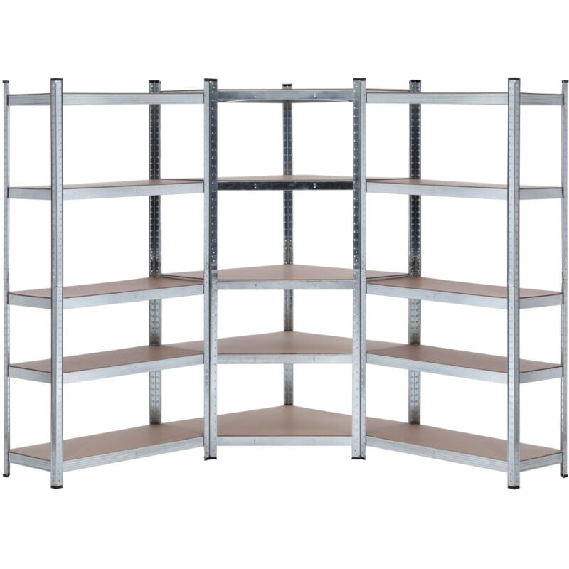 7h Seven House - Lot 2 étagères modulaires et 1 étagère d'angle galvanisée 5 étagères réglables 7house