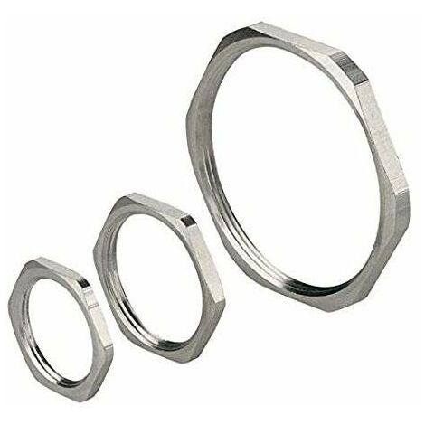 Ghiera Metal Nichelate Filettatura ISO Materiale Ottone UNI EN 12164 CW 614N Nichelatura 2-5 micron Filettatura M20x1.5