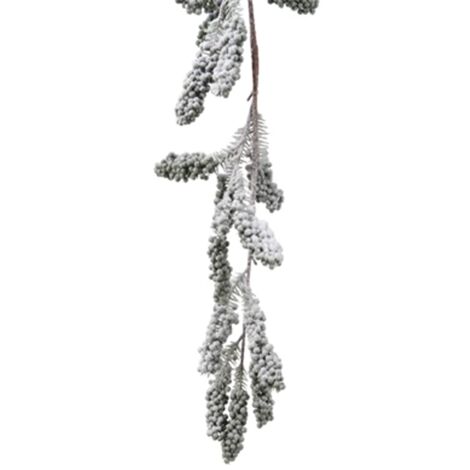 Ghirlanda bacche verdi con neve H120 cm