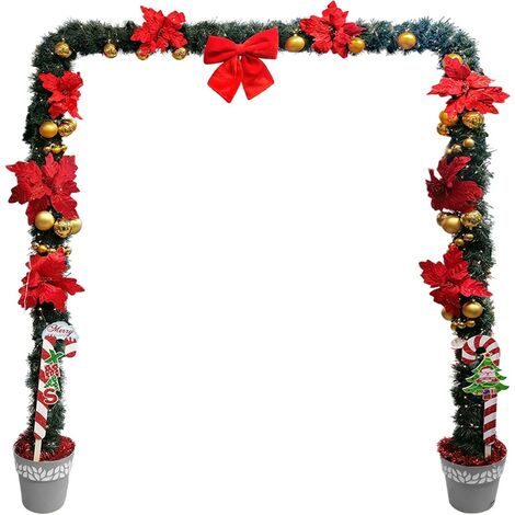 Ghirlanda con luci e addobbi di natale festone decorazione porta portoni vetrine negozio esterno interno allestimento su misura
