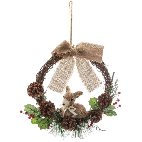 Ghirlanda con pigne e figura 32 cm - Renna - Feeric lights & christmas