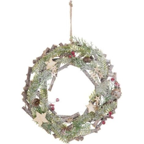 Ghirlanda con rami e stelle in legno da 30 cm - Feeric lights & christmas