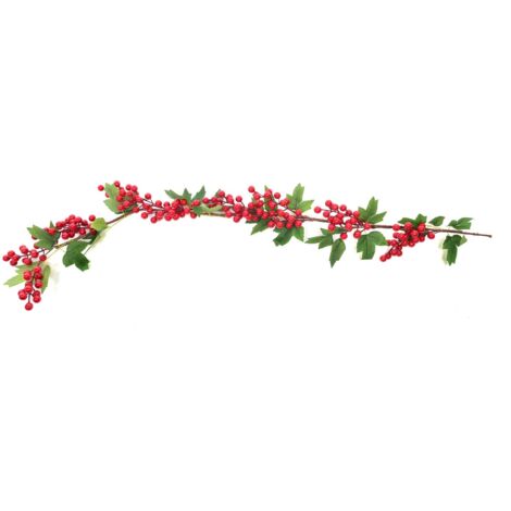 Ghirlanda decorativa con bacche e foglie per decorazioni natalizie 133 cm -Rosso / Con pigne