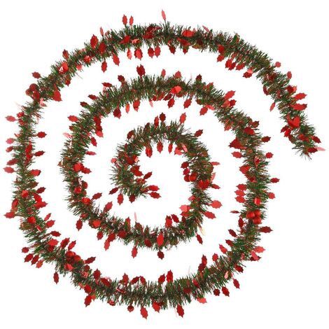 Ghirlanda di agrifoglio rosso 10cmx2,7m 4 pieghe verde - 3 palle - Feeric lights & christmas