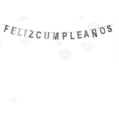 GHIRLANDA DI COMPLEANNO FELIZ CUMPLEAÑOS IN ARGENTO SPAGNOLO LUCIDO