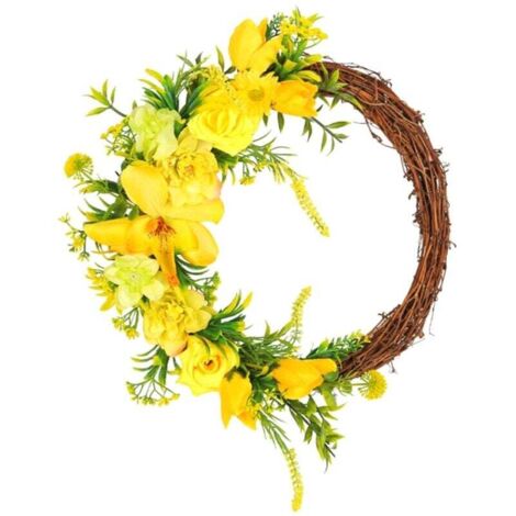 Ghirlanda di fiori gialli artificiali fatti a mano per porte, adatta a più stanze