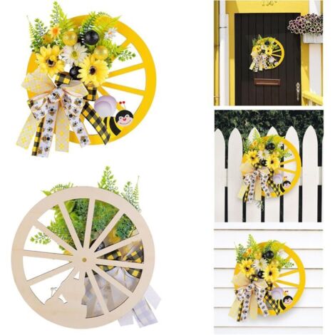 Ghirlanda di girasoli primaverili – con fiocco e ruota, per porta/giardino/matrimonio