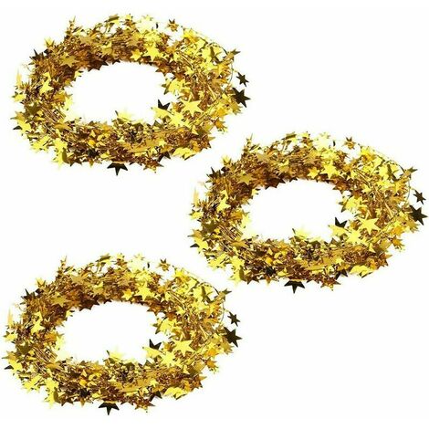 Oro Champagne, Set di A 130 Piedi Glitter Dorato Stelle Ghirlanda di Carta Decorazione da Appendere per Matrimonio Compleanno Natale Festival Festa 