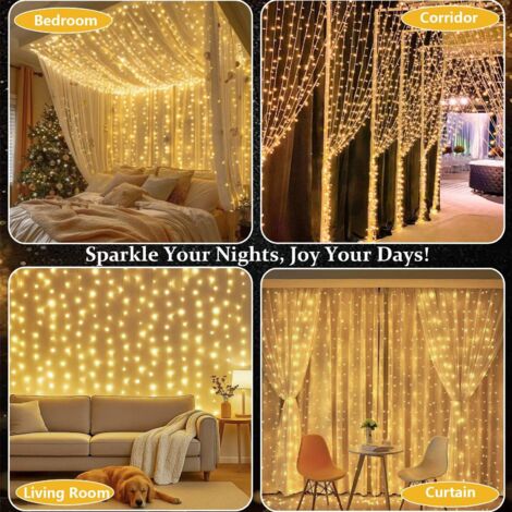 Ghirlanda LED 31V - 600 luci, struttura 6m x 3m con 20 rami da 3m, spaziatura 10cm, 8 modalità + memoria, ideale per decorazioni festive
