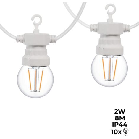 Ghirlanda LED cavo bianco 10 lampadine LED 3000ºK - 8 metri