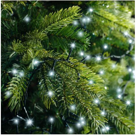 Ghirlanda led compatta lampeggiante per esterni bianco freddo 11m 500l filo verde
