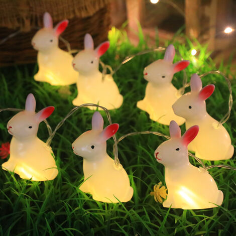 Ghirlanda luminosa decorativa a LED per Pasqua – Coniglietto carino, 3 m, 20 luci (fisse + lampeggianti), batterie incluse, ideale per uso interno/esterno, crea un'atmosfera festosa e delicata-lsw
