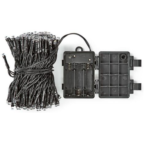 Ghirlanda multifunzione a batteria 48 LED Cavo nero Luce bianca calda 4m