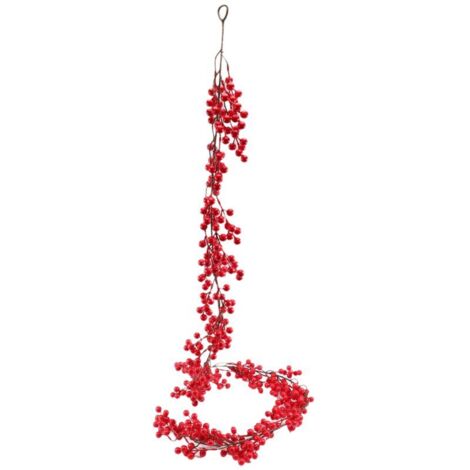 Ghirlanda natalizia artificiale con bacche rosse, decorazione flessibile per camino invernale, 6,39 piedi