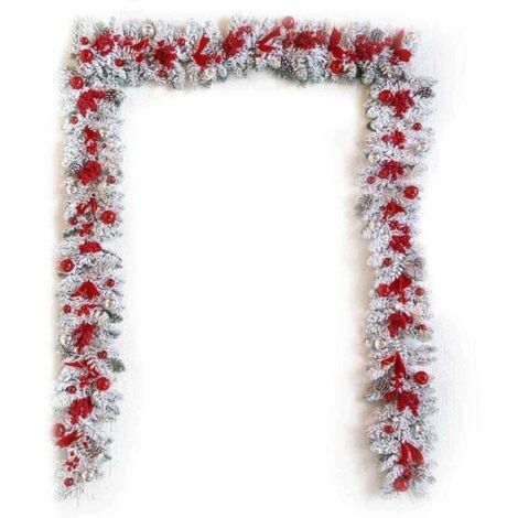 Ghirlanda natalizia artificiale in rattan ricoperta di neve, albero capovolto, fiocco rosso, nastro, disposizione della scena, palline scintillanti, decorazione natalizia per porte, ghirlanda appesa p