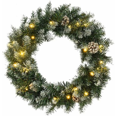 Ghirlanda Natalizia con Luci LED Verde 60 cm PVC