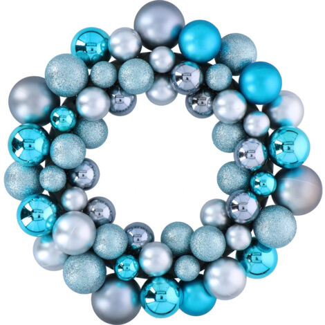 Ghirlanda Natalizia con Palline per Porta Corona di Natale 55 Sfere Blu Argento