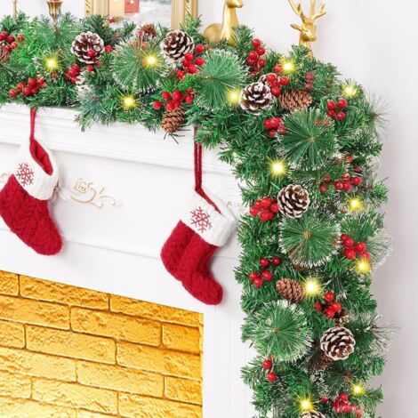 Ghirlanda natalizia luminosa 2,7 m 50 LED Albero artificiale con decorazione Decorazione natalizia per interni ed esterni