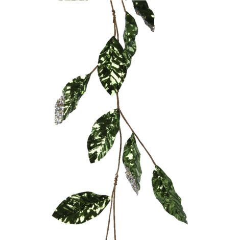 Ghirlanda natalizia verde metallico con glitter, decorazione per interno, da 120 cm