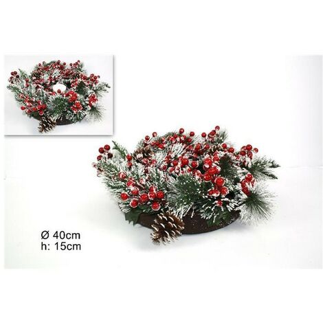 Ghirlanda per addobbi natalizi con bacche rosse natale corona da decorazioni c40