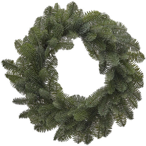Ghirlanda tonda con punte di Pino Nobilis West corona natalizia, dietro porta verde -Ø 38 cm