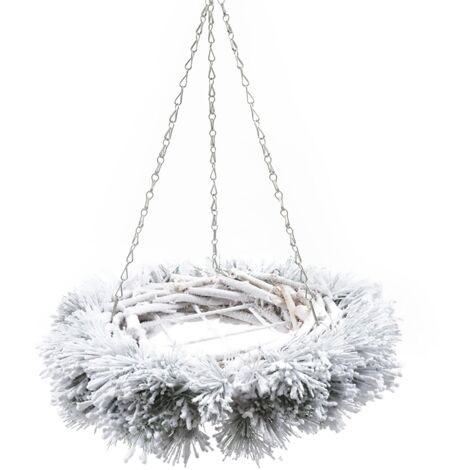 Ghirlanda tonda natalizia da appendere "Snow" con griglia in metallo -65 cm