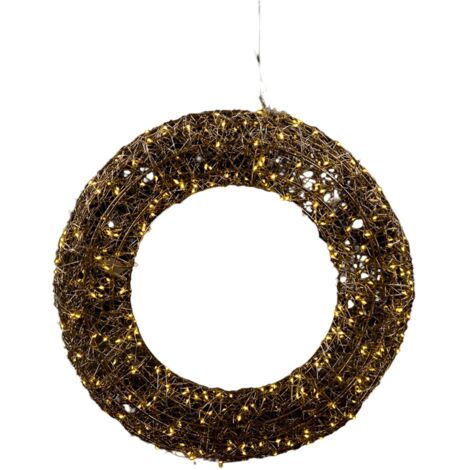 Ghirlanda tonda natalizia "Supreme" in metallo con led a luce calda -60 cm