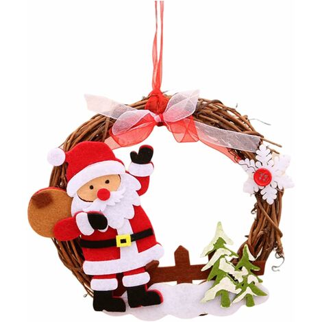 Ghirlande di vite di Natale, pannello in legno di scheggia decorato Ghirlanda di albero di Natale Decorazioni ghirlanda per portico della porta d'ingresso Ornamento di Natale di Babbo Natale, - 13Thir