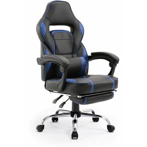 GHOST - GAMER reclining desk chair with footrest - Blue - Blue