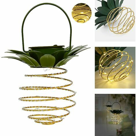 GHOST Remise lumière solaire 60 led lanterne suspendue ananas pour décor de fête de balcon d'arbres