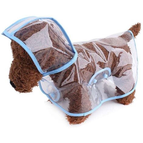 Giacca antipioggia per cani, impermeabile con cappuccio, regolabile per cani di piccola, media e grande taglia (L blu)