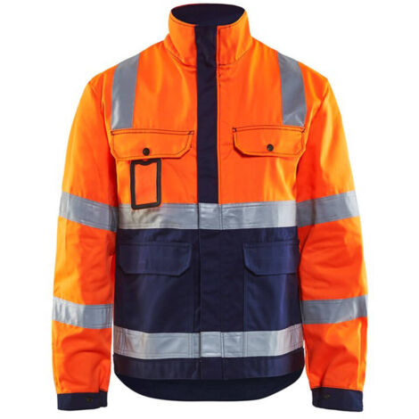 Giacca da lavoro ad alta visibilità 4023 - Arancione fluorescente/Marine XXL