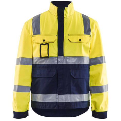 Giacca da lavoro ad alta visibilità 4023 - Giallo fluorescente/Blu navy XL