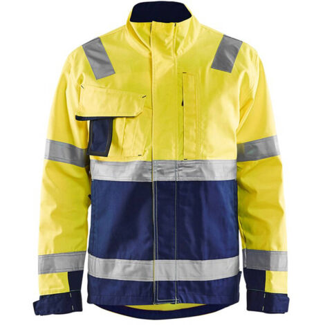 Giacca da lavoro ad alta visibilità 4064 - Giallo fluorescente / Blu navy S
