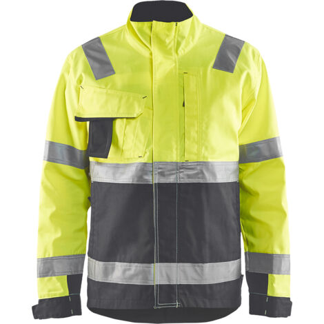 Giacca da lavoro ad alta visibilità 4064 - Giallo fluorescente/Grigio medio 4XL